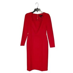 Maggy London Dress Scalloped Neck Long Sleeve Career Evening Cocktail